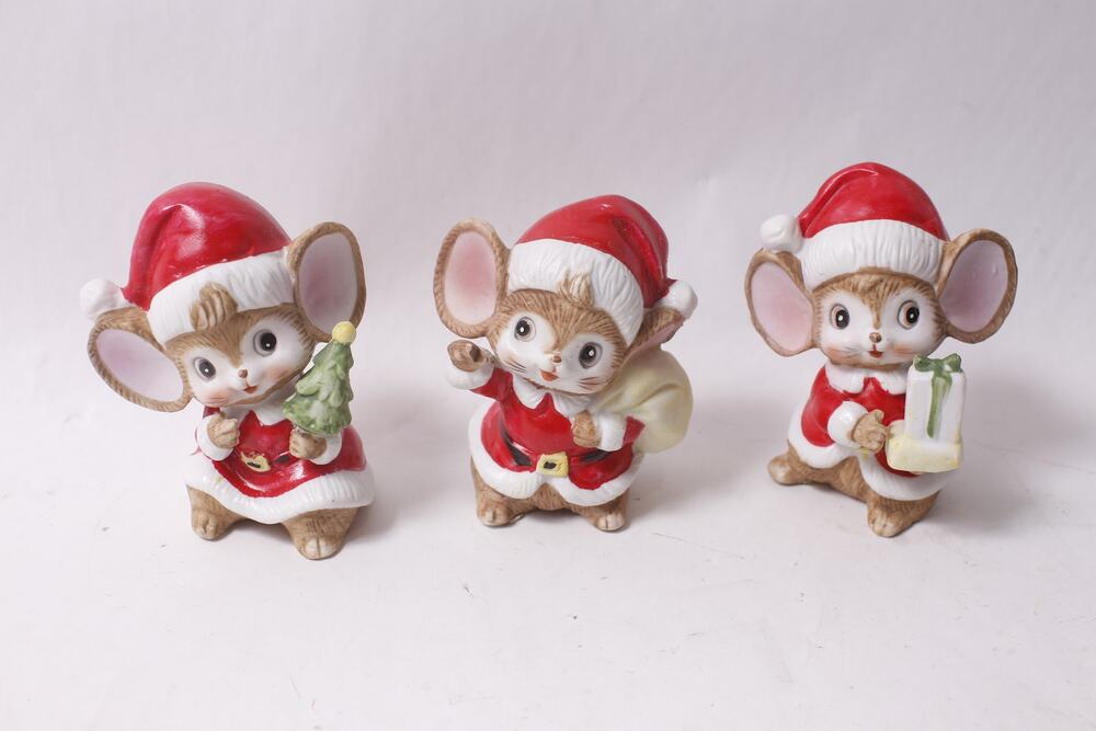 Homco Christmas Mice Figurine Lot Collectible Holiday Decor ~ 260602-WH 534